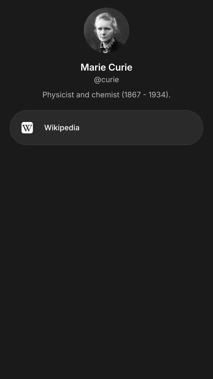 Marie Curie's linkname page