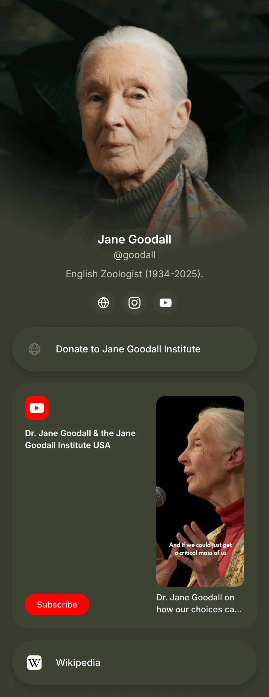 Jane Goodall's linkname page